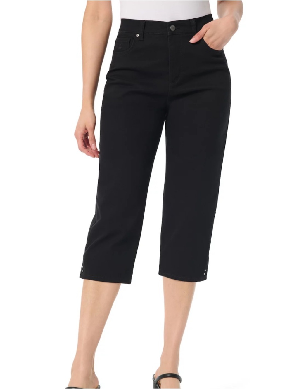 Gloria Vanderbilt Amanda all around slimming effect black denim capris jeans 16W